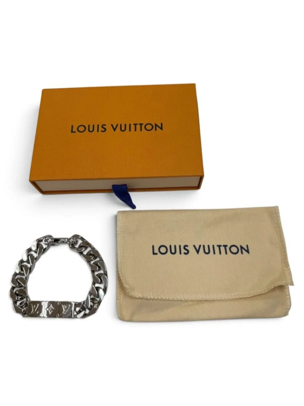 Louis Vuitton Monogram Chain Bracelet Silver M Box Included